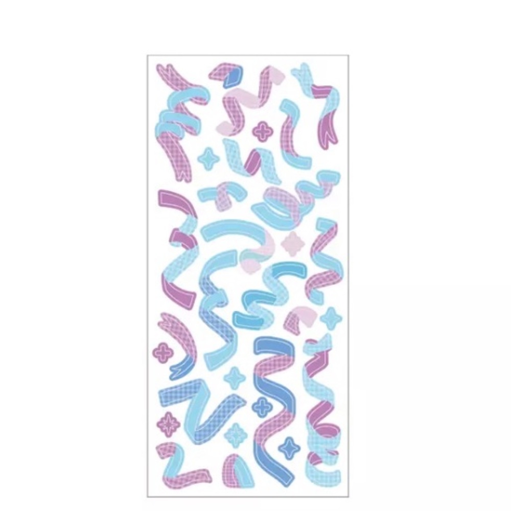 Blue and Purple Ribbon Deco Stickers
